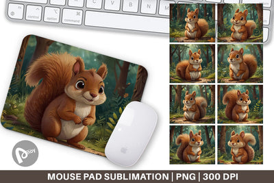 Mouse Pad Cartoon Squirrel in Forest Sublimation artnoy 