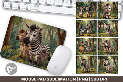 Mouse Pad Cartoon Zebra in Forest Sublimation artnoy 