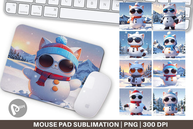 Mouse Pad Cat Christmas Sublimation artnoy 