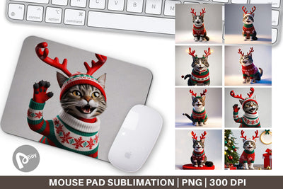 Mouse Pad Cat Christmas Sublimation artnoy 