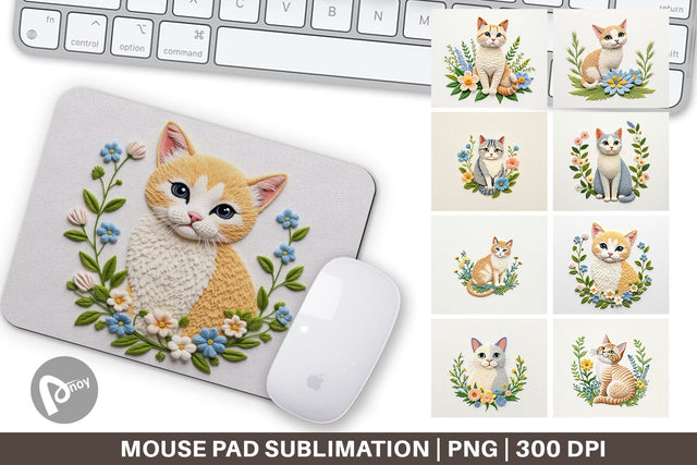 Mouse Pad Cat Embroidery Sublimation artnoy 