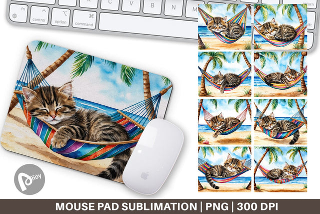 Mouse Pad Cat in Summer Hammock Sublimation artnoy 