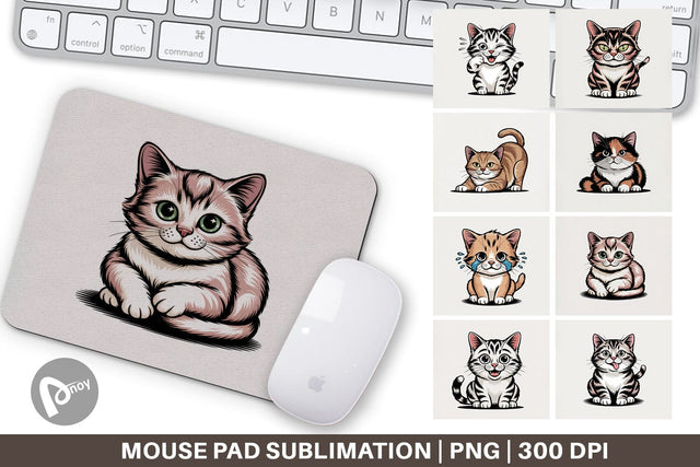 Mouse Pad Cat Mood Expressions Sublimation artnoy 