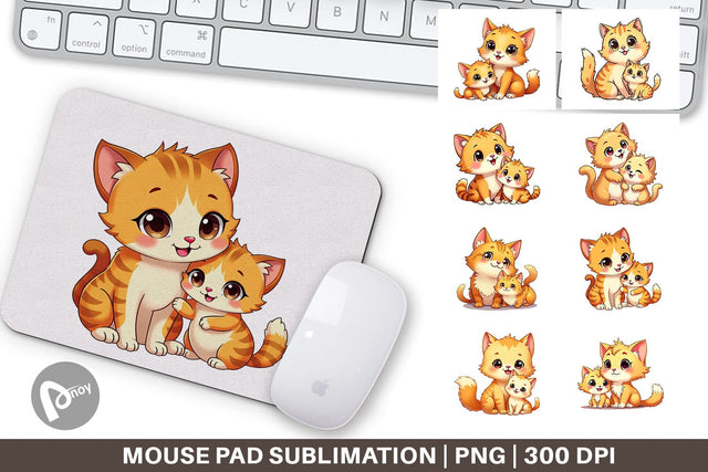 Mouse Pad Cat Mother's Day Sublimation artnoy 