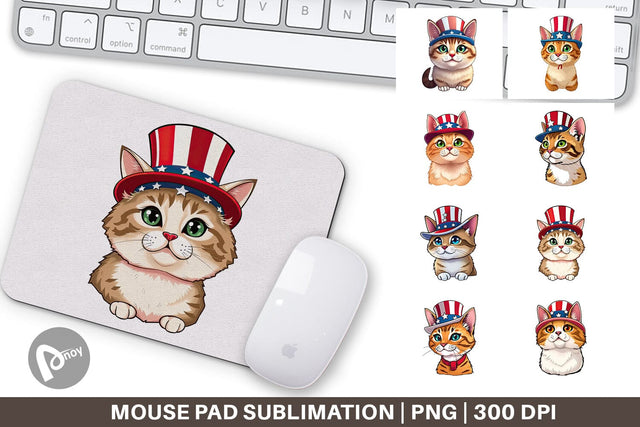 Mouse Pad Cat Patriotic Sublimation artnoy 