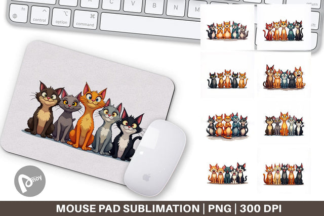 Mouse Pad Cats Emotion Sublimation artnoy 