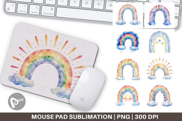 Mouse Pad Celestial Boho Rainbow Sublimation artnoy 