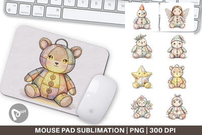 Mouse Pad Celestial Holiday Patchwork Watercolor Sublimation artnoy 