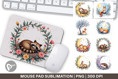 Mouse Pad Celestial Watercolor Animals Sublimation artnoy 