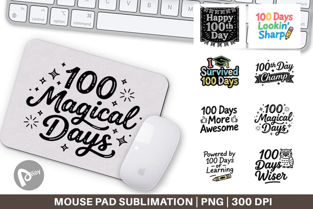 Mouse Pad Chalkboard Celebration 100 Days Quotes Sublimation artnoy 