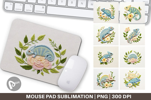 Mouse Pad Chameleon Embroidery Sublimation artnoy 