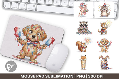 Mouse Pad Chaotic 4th of July Animal Sublimation artnoy 