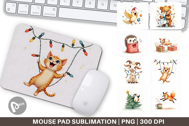 Mouse Pad Chaotic Christmas Animals Sublimation artnoy 