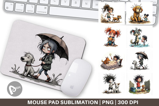 Mouse Pad Chaotic Girl Dog Sublimation artnoy 
