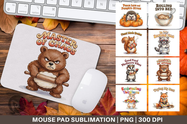 Mouse Pad Chaotic Retro Baking Watercolor Sublimation artnoy 