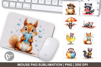 Mouse Pad Chaotic Summer Critters Sublimation artnoy 