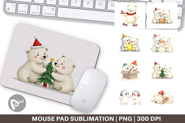 Mouse Pad Charming Polar Bears Sublimation artnoy 