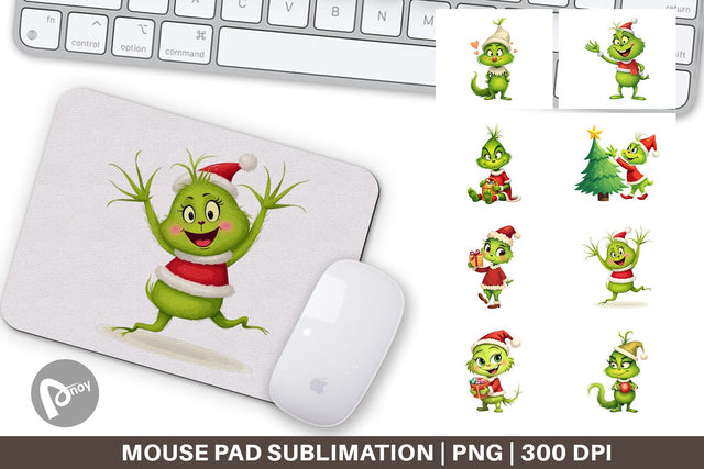 Mouse Pad Cheerful Baby Grinch Sublimation artnoy 