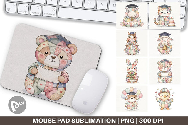 Mouse Pad Cheerful Graduation Party Patchwork Sublimation artnoy 