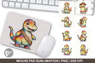 Mouse Pad Cheerful Retro Scout Dino Watercolor Sublimation artnoy 