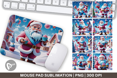 Mouse Pad Cheerful Santa Claus Sublimation artnoy 