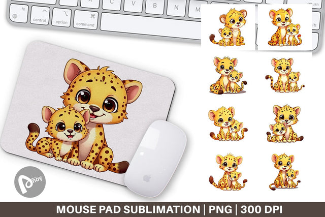 Mouse Pad Cheetah Mother's Day Sublimation artnoy 