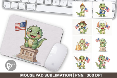 Mouse Pad Chibi Founding Father Dino Watercolor Sublimation artnoy 