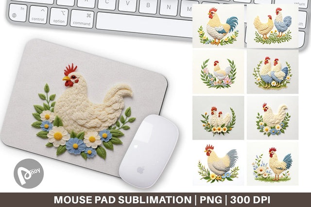 Mouse Pad Chicken Embroidery Sublimation artnoy 