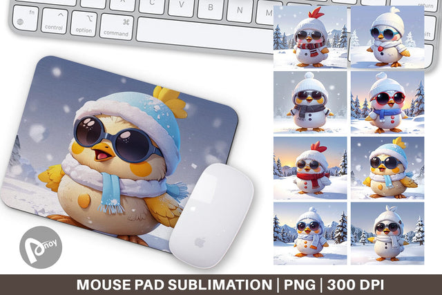 Mouse Pad Chicks Christmas Sublimation artnoy 