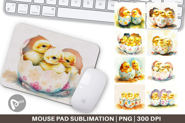 Mouse Pad Chicks in Eggs Sublimation artnoy 