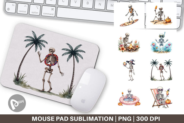 Mouse Pad Chill Summer Skeletons Sublimation artnoy 