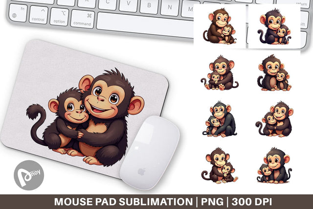 Mouse Pad Chimpanzee Mother's Day Sublimation artnoy 