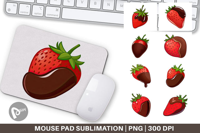 Mouse Pad Chocolate Dipped Strawberry Sublimation artnoy 