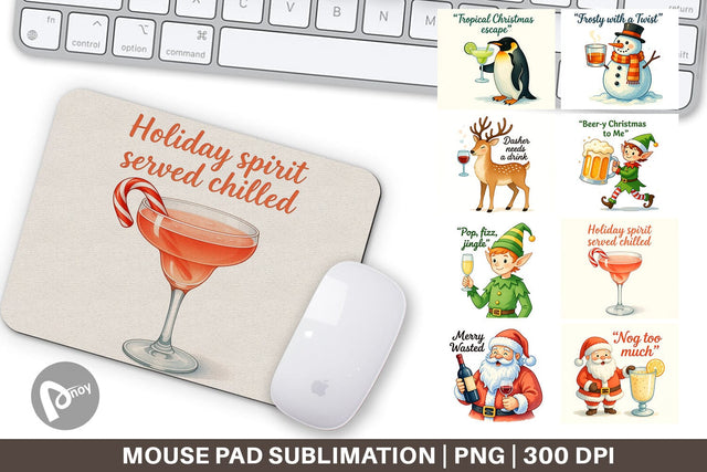 Mouse Pad Christmas Alcohol Humor Sublimation artnoy 