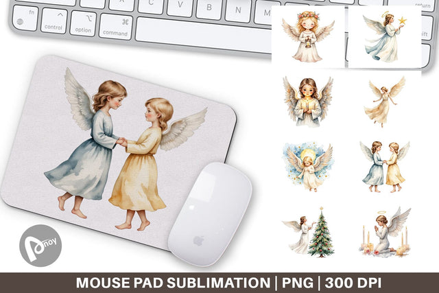Mouse Pad Christmas Angels Sublimation artnoy 