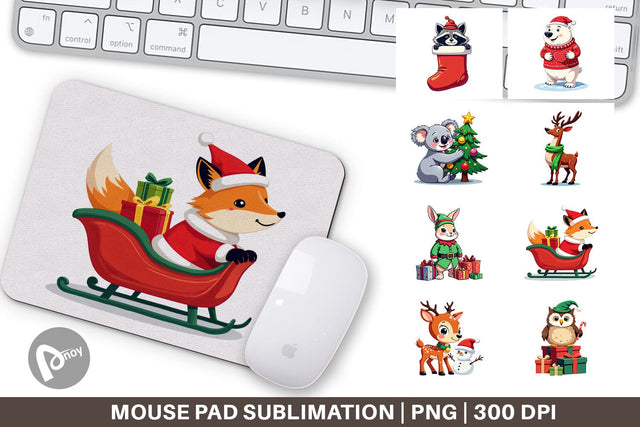Mouse Pad Christmas Animals Sublimation artnoy 