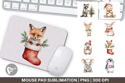 Mouse Pad Christmas Baby Animals Sublimation artnoy 