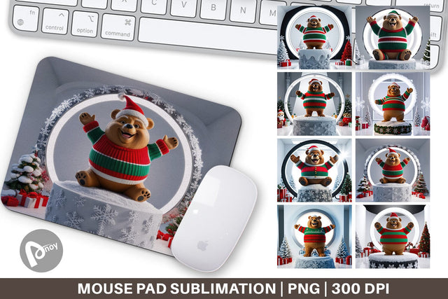Mouse Pad Christmas Bear Sublimation artnoy 