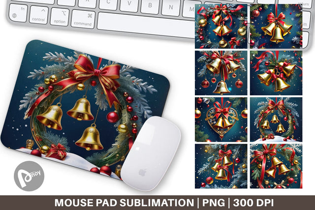Mouse Pad Christmas Bells Sublimation artnoy 