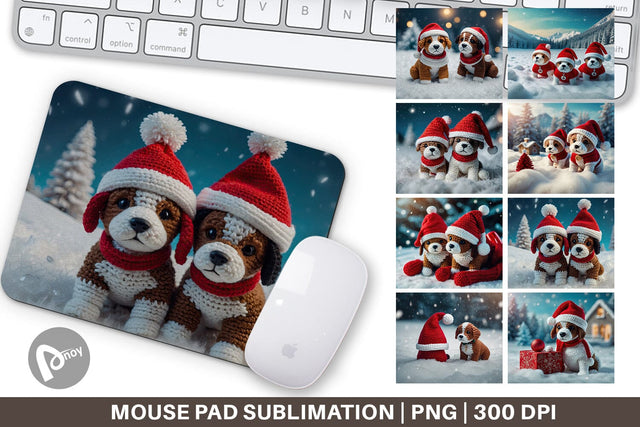 Mouse Pad Christmas Crochet Dog Sublimation artnoy 