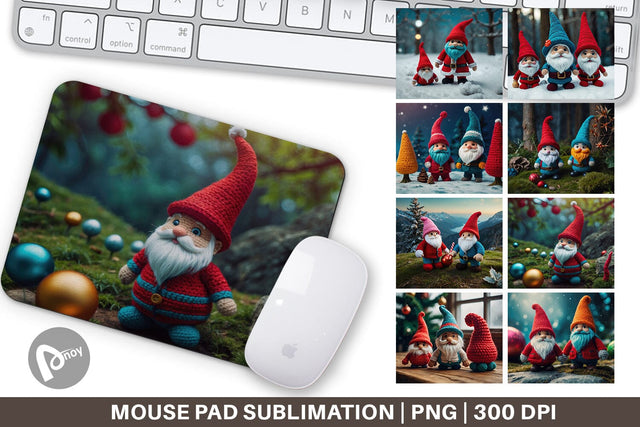 Mouse Pad Christmas Crochet Gnomes Sublimation artnoy 