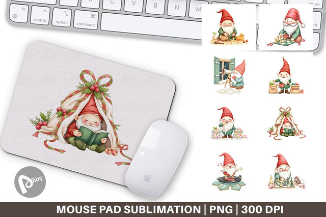 Mouse Pad Christmas Gnome Sublimation artnoy 