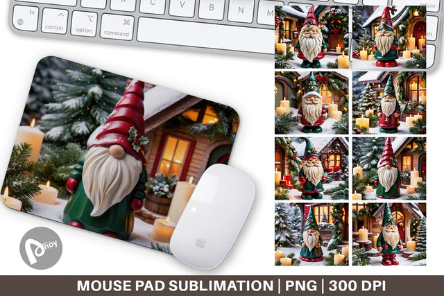 Mouse Pad Christmas Gnome Sublimation artnoy 