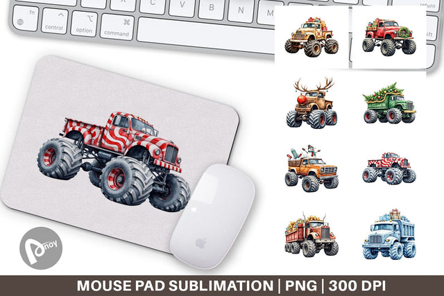 Mouse Pad Christmas Monster Truck Sublimation artnoy 
