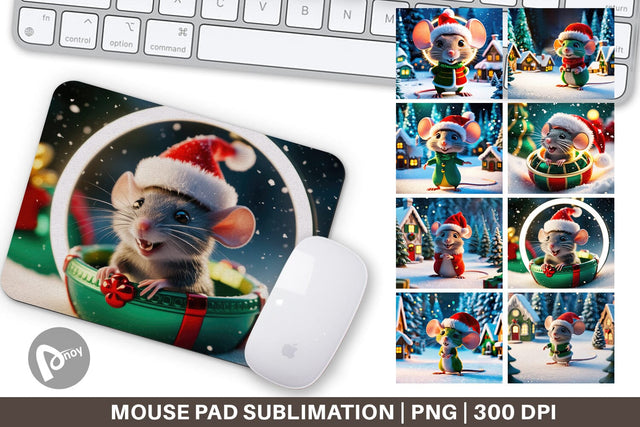 Mouse Pad Christmas Mouse Sublimation artnoy 
