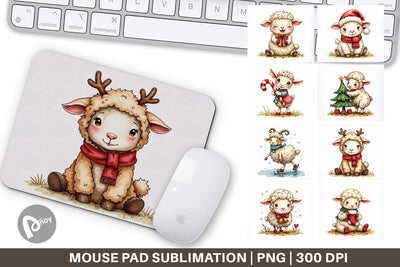 Mouse Pad Christmas Patchwork Sheep Sublimation artnoy 