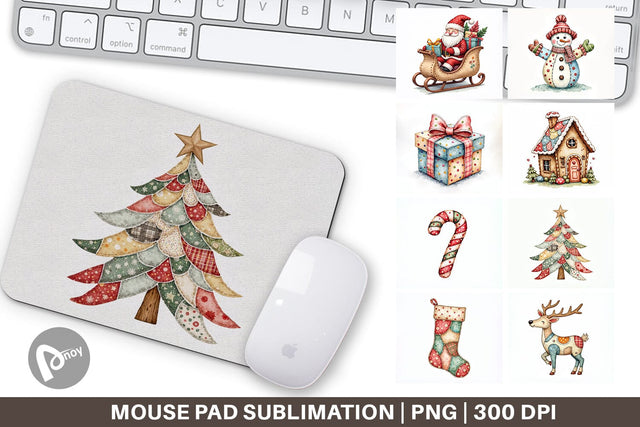 Mouse Pad Christmas Patchwork Wonder Sublimation artnoy 