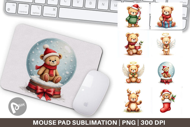 Mouse Pad Christmas Teddy Bear Sublimation artnoy 