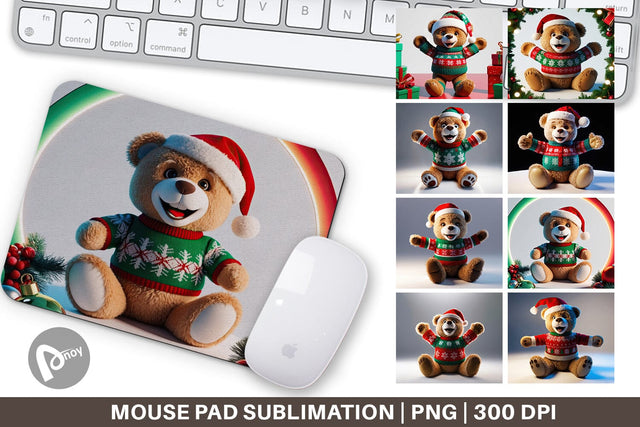 Mouse Pad Christmas Teddy Bear Sublimation artnoy 
