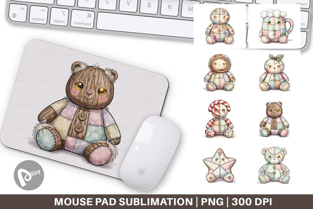 Mouse Pad Christmas Treat Patchwork Watercolor Sublimation artnoy 